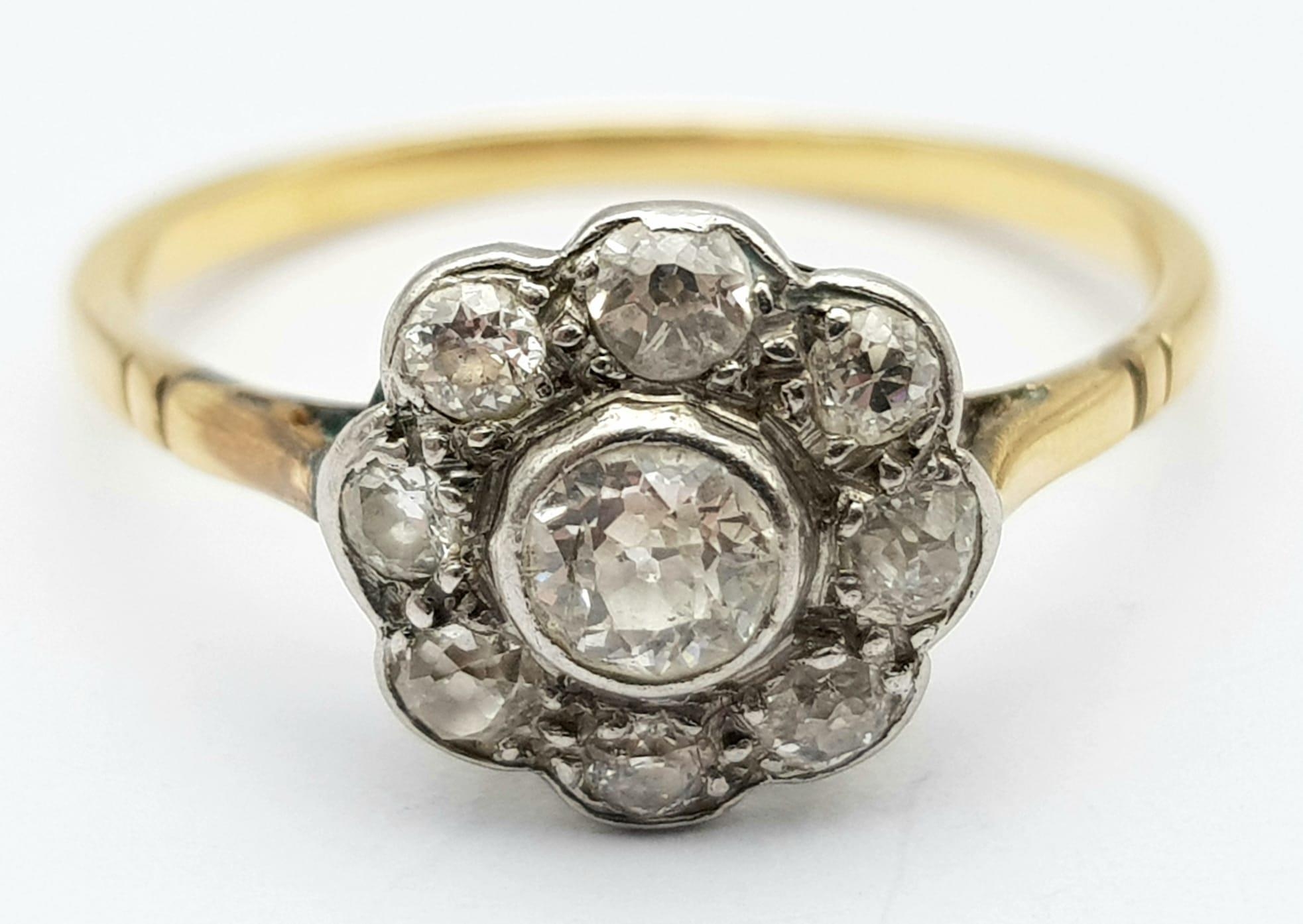 Two Different Style 18K Yellow Gold and Diamond Rings. An elevated 0.50ct brilliant round cut - Image 3 of 7