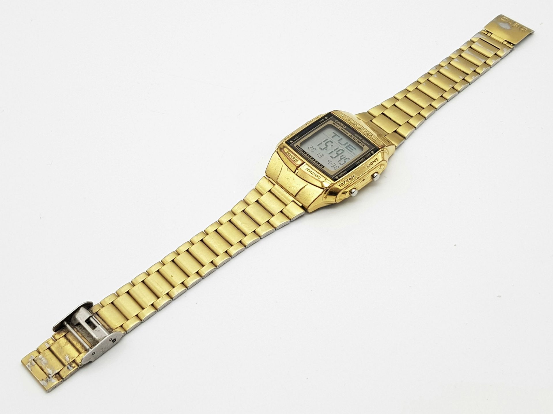 A Classic Casio Multi Lingual Data Bank Gents Quartz Watch. Gilded bracelet and case - 36mm. In good - Image 5 of 6