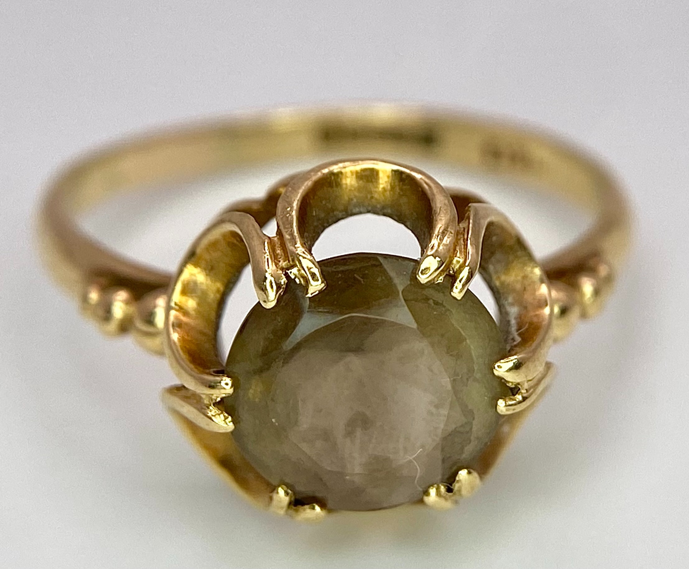 A 9K Yellow Gold Smoky Quartz Ring. Size P. 2.2g total weight. - Image 4 of 6