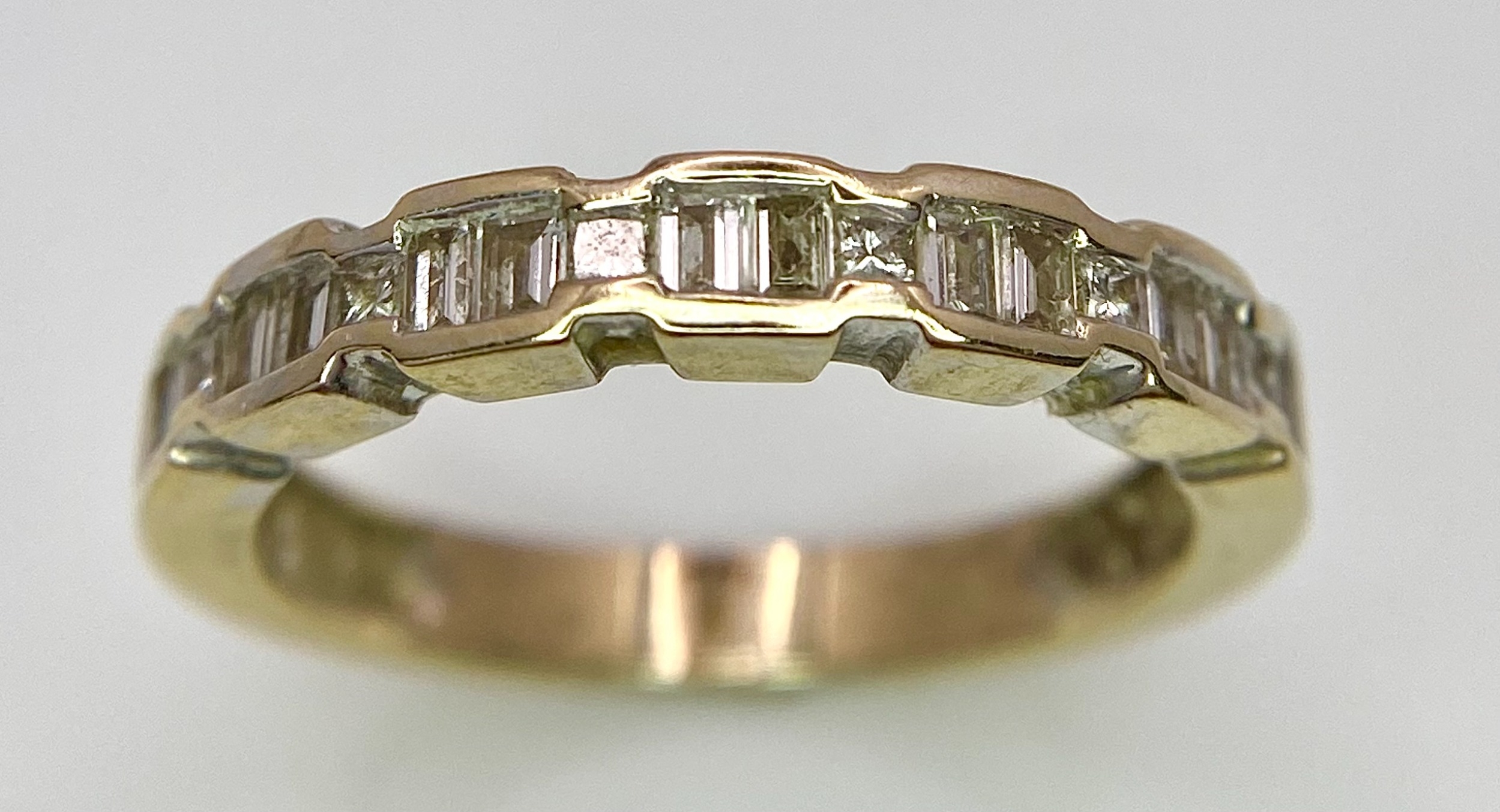 An 18K Yellow Gold Diamond Half-Eternity Ring. Mixed cut diamonds - 0.50ctw. Size P. 4.1g total - Image 3 of 6