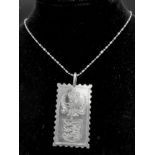 An Excellent Condition, Sterling Silver, 1977 Jubilee Ingot Pendant Necklace. Very Unique Design,