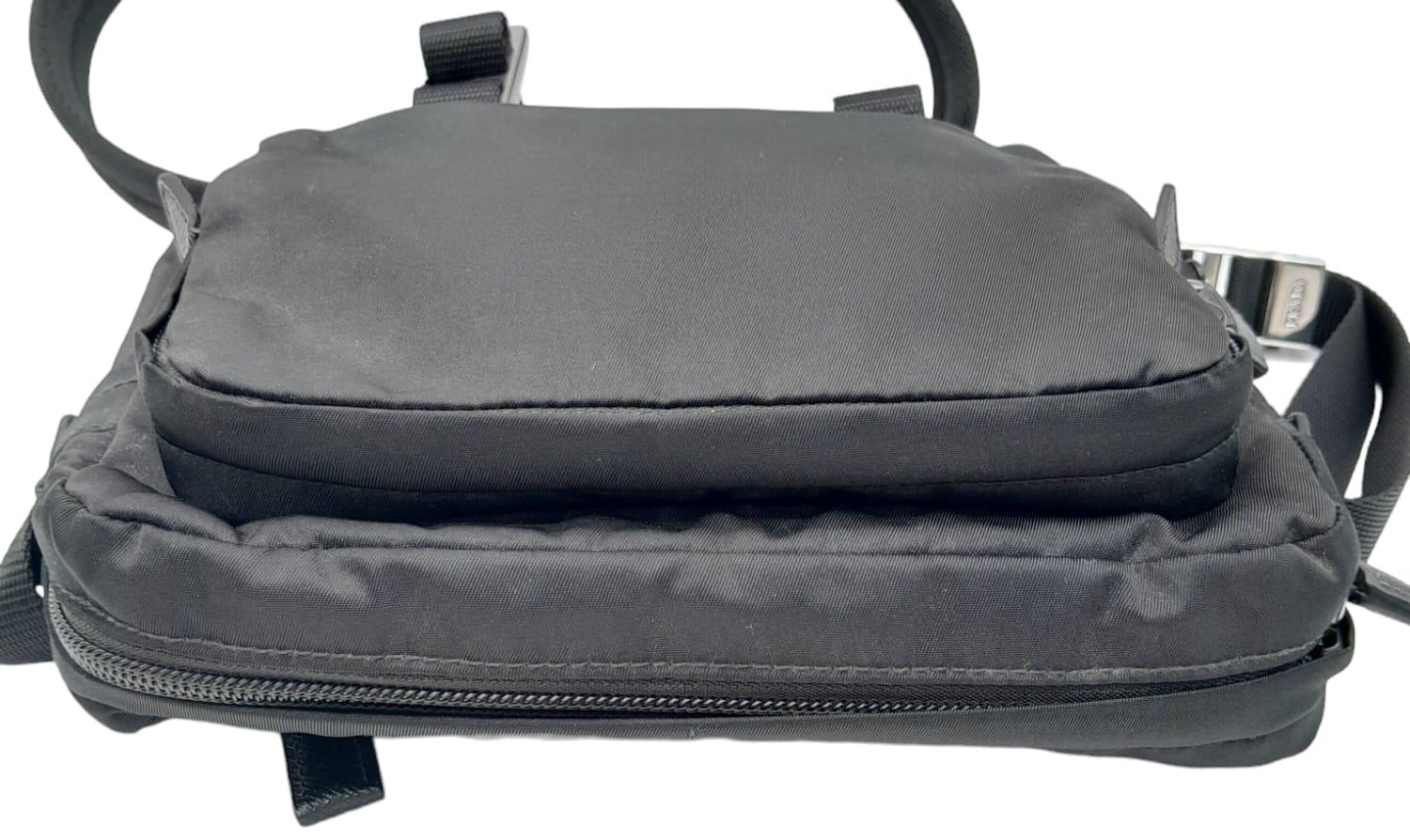 A Prada Black 'Tessuto Montagna' Crossbody Bag. Textile exterior with silver-toned hardware, a - Image 5 of 11