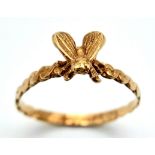 A 18ct(tested as) Yellow Gold Bee Ring, size K, 1.4g weight ref: SH1458I