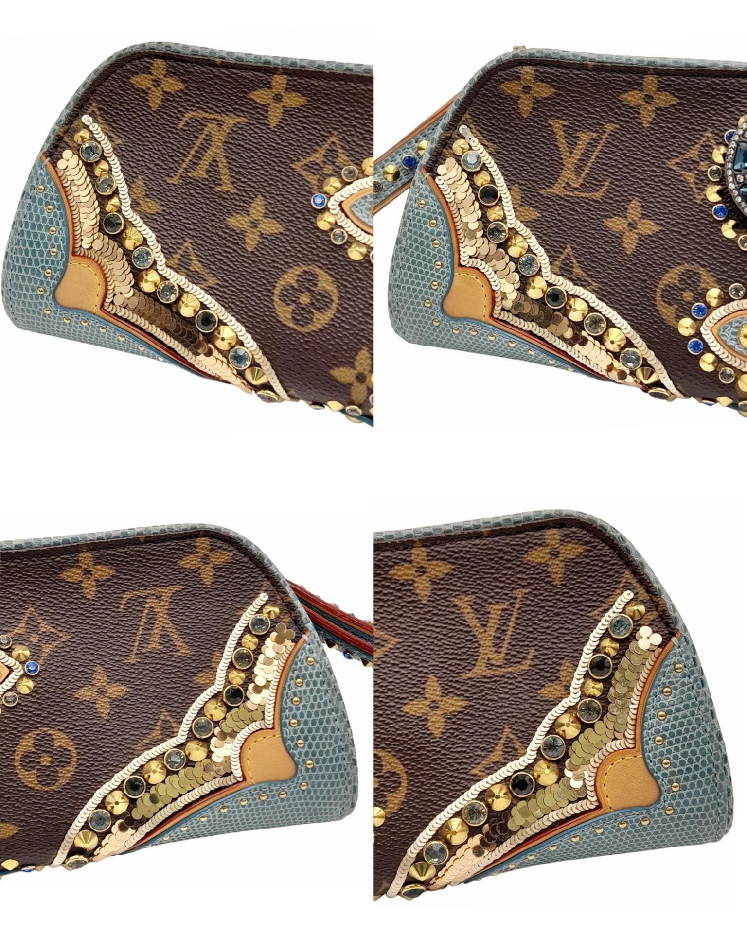 A Louis Vuitton Monogram Les Extraordinaires Clutch Bag. Leather exterior with stone and stud - Bild 5 aus 15