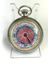 Vintage horse racing gaming pocket watch , hour hand spins landing randomly on a horse . Working