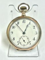 Vintage gents solid silver & copper gilt pocket watch Working