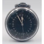 A WW2 Hamilton G.C.T. Navigators Pocket Watch. Top winder. Black dial. In working order. 51mm