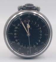 A WW2 Hamilton G.C.T. Navigators Pocket Watch. Top winder. Black dial. In working order. 51mm