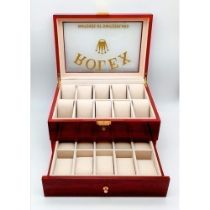 A Presidential Two-Tier Elite Watch Display Case - Perfect for Rolex Watches. 20 plush watch