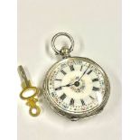 Antique ladies silver pocket watch , ticks sold as found