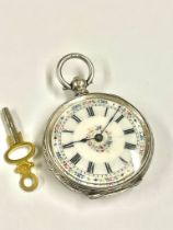 Antique ladies silver pocket watch , ticks sold as found