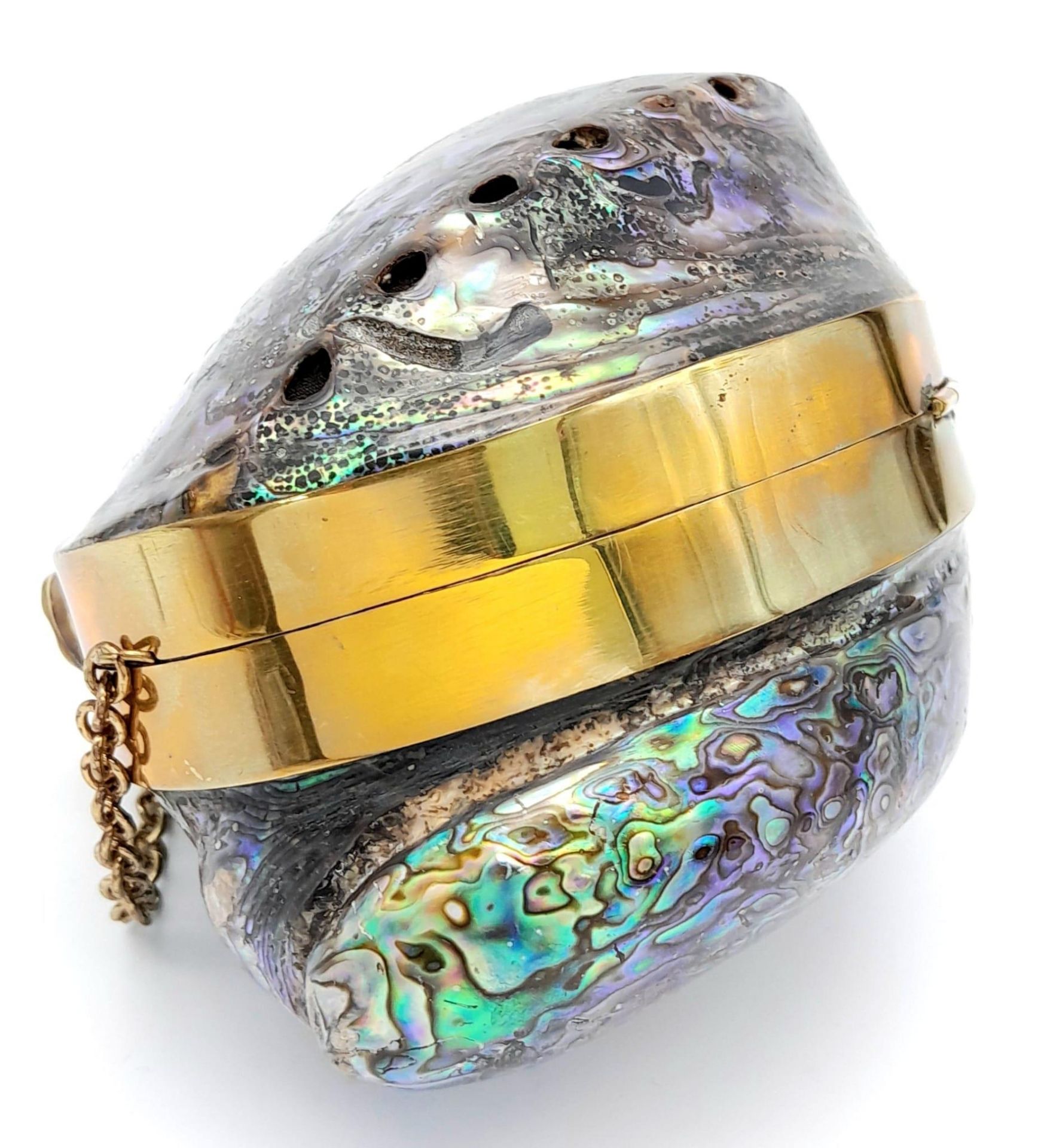 A splendid rare and amazing evening bag, uniquely made from abalone mother of pearl! Supplied with - Bild 5 aus 7