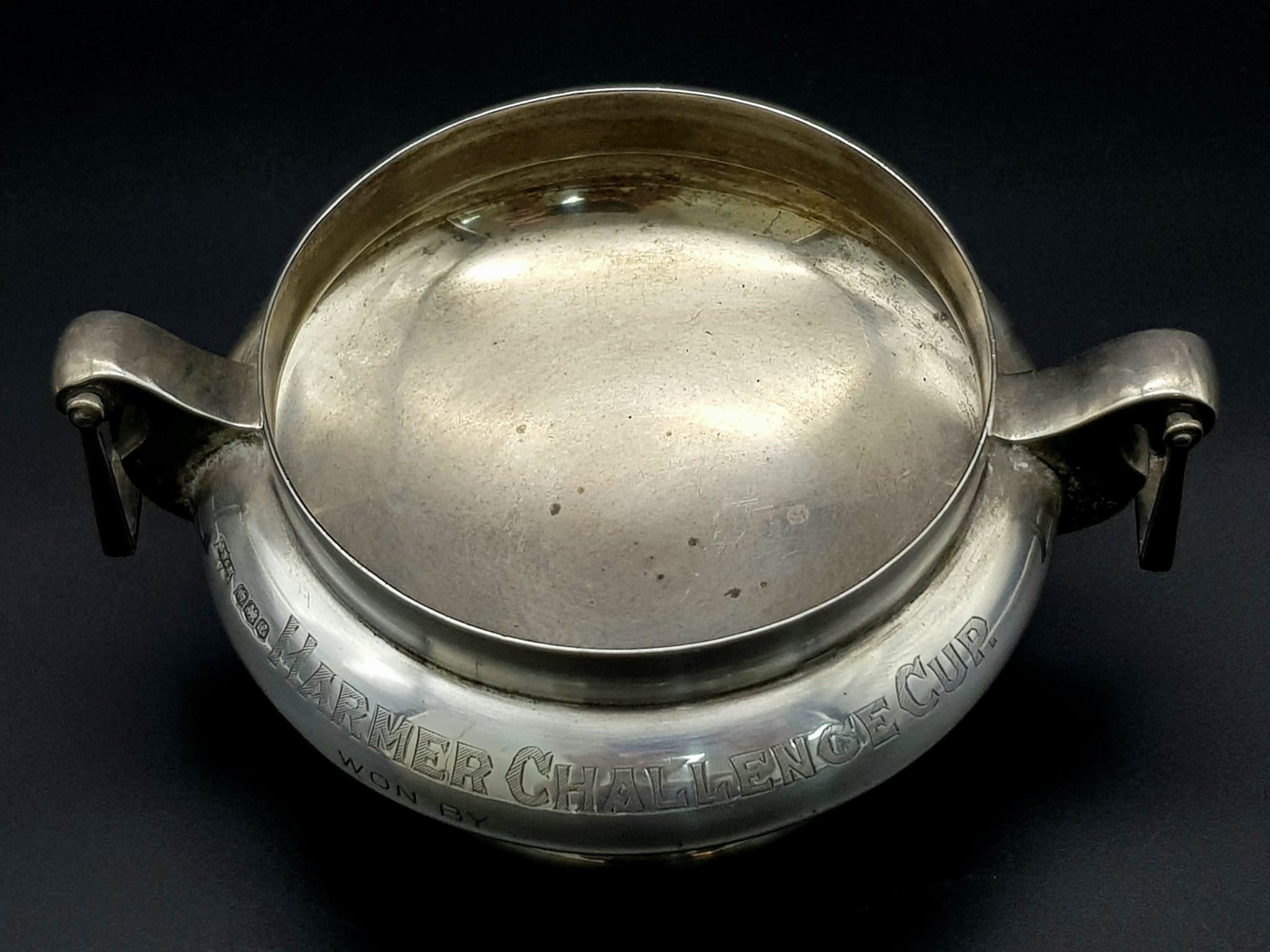 An Antique Hanging Sterling Silver Trophy Bowl/Cup. Given to the winner of The Marmer Challenge - - Image 3 of 7