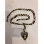 Antique Solid SILVER ALBERT WATCH CHAIN with every link SILVER STAMPED. Complete with fob medal