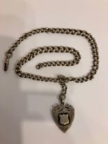 Antique Solid SILVER ALBERT WATCH CHAIN with every link SILVER STAMPED. Complete with fob medal