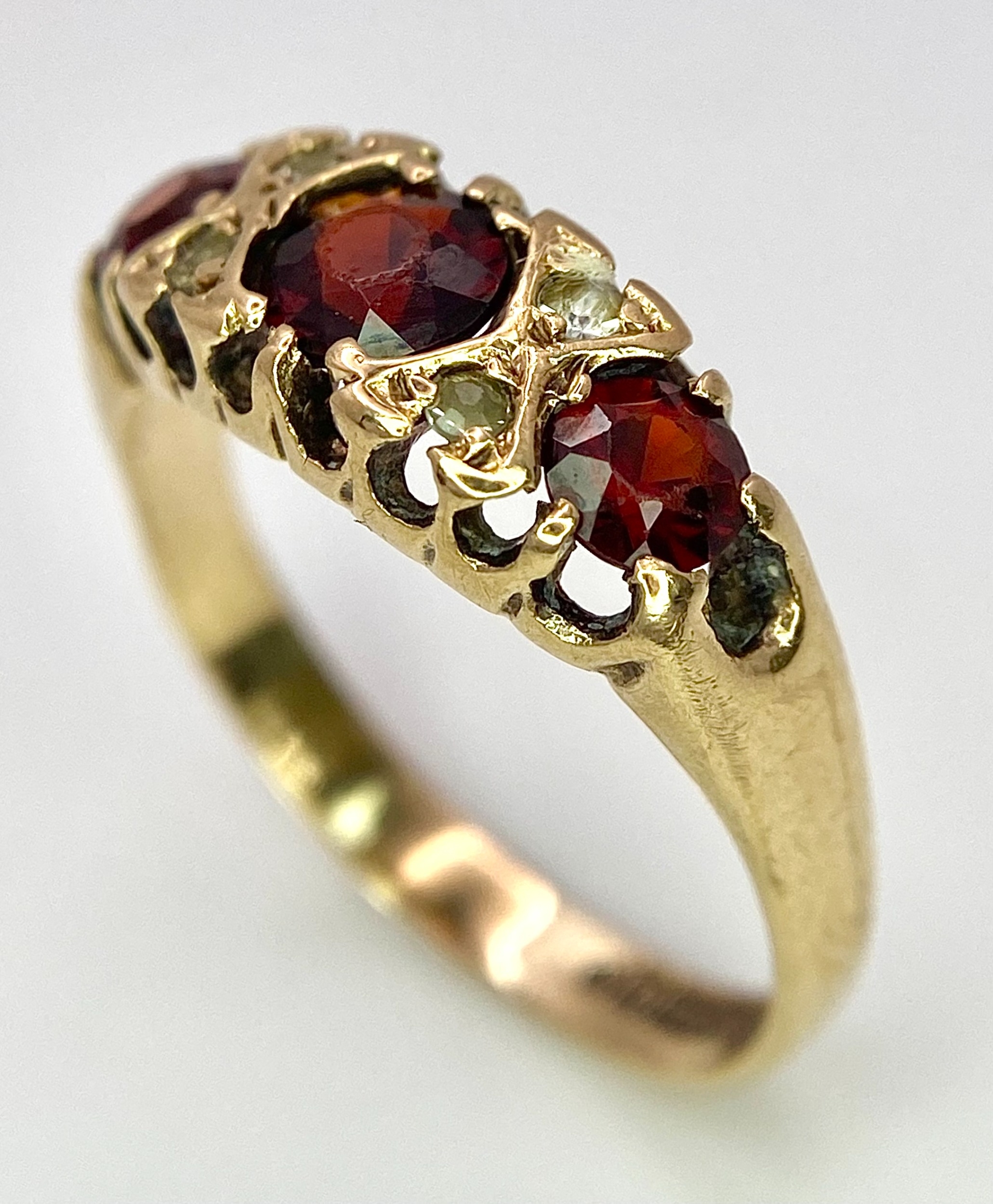 A 9K Yellow Gold, Garnet and Diamond Ring. Size K, 1.9g total weight. Comes in presentation case. - Image 2 of 7