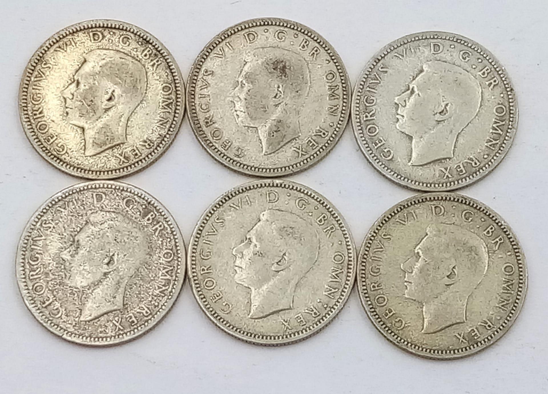 A Parcel of WW2 Dated, Pre-1947 Silver Sixpences. Dates 1939-1945. Gross Weight 82 Grams. - Image 2 of 2