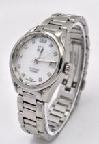 A Tag Heuer Carrera Diamond Ladies Automatic Watch. Stainless steel bracelet and case - 28mm. Mother