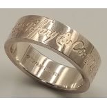 A TIFFANY & CO STERLING SILVER BAND RING, 727 NEW YORK FIFTH AVENUE. Size N, 5g total weight. Ref: