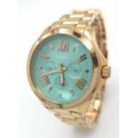 A Men’s Gold-Toned Green Face Watch Quartz Sports Watch by Fossil (44mm Case). Full Working Order.
