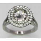 A PLATINUM (TESTED) 950 DIAMOND SET MOUNT DOUBLE HALO WITH SPLIT SHOULDERS RING. Ready to mount your