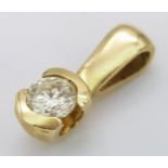A 9K Yellow Gold (tested) Brilliant Round Cut Diamond Pendant. 0.30ct diamond. 14m. 1.3g total