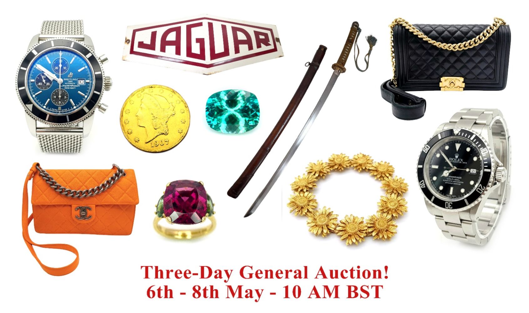 Three-Day General Auction (Jewellery, Watches, Designer Items, Militaria, Antiques and Collectables) - Cadmore Auctions Ltd