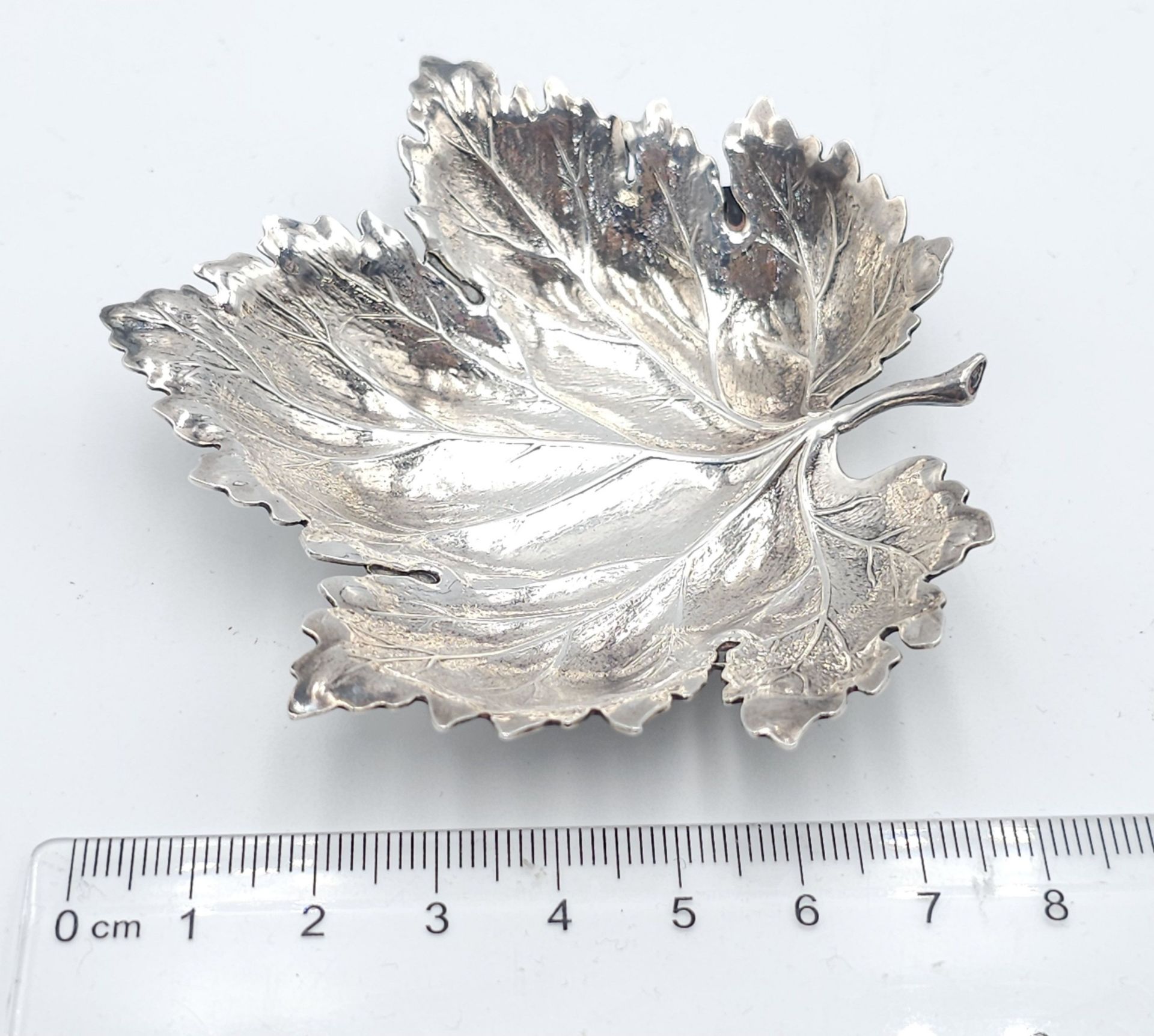 A Gianmaria 925 Sterling Silver Small Maple leaf Dish. 7.5cm 35g - Bild 3 aus 6