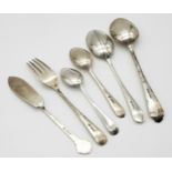 A Small Selection of Sterling Silver Flatware: 2 x teaspoon, 2 x spoon fish knife and fork. All