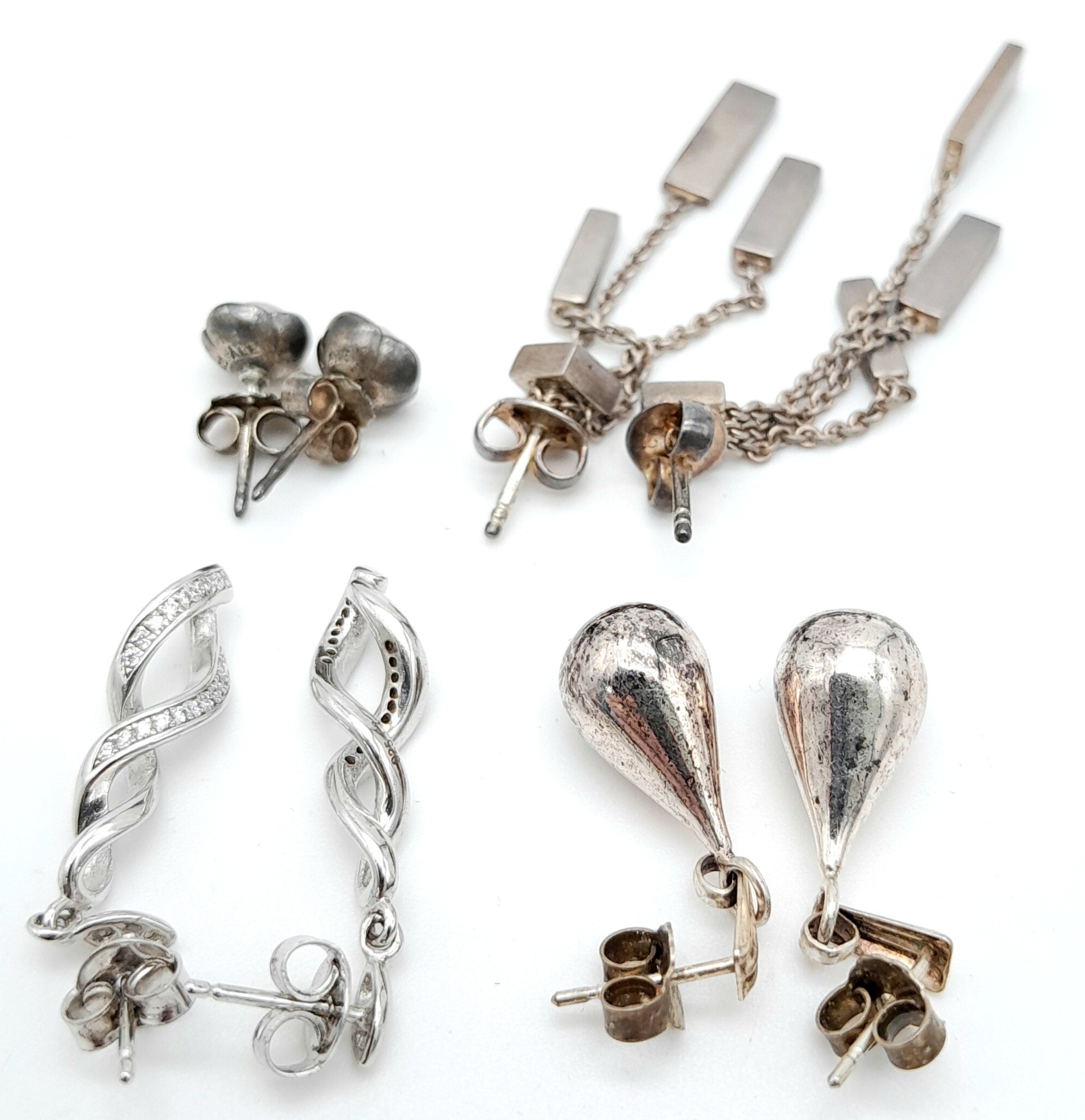 Four Different Style Pairs of 925 Silver Earrings. 12g - Image 3 of 4