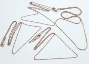 A Parcel of 4 x 60cm Length Unworn Rose Gold-Toned Sterling Silver Chain Necklaces. Comprising 3 x