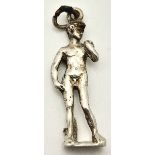 A STERLING SILVER MICHELANGELO'S DAVID STATUE CHARM. 3.5cm length, 3.6g weight. Ref: SC 8125