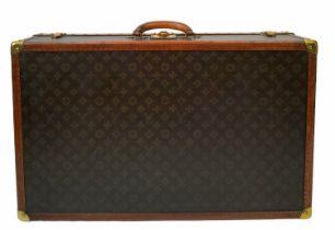 A Vintage Possibly Antique Louis Vuitton Trunk/Hard Suitcase. Canvas monogram LV exterior with