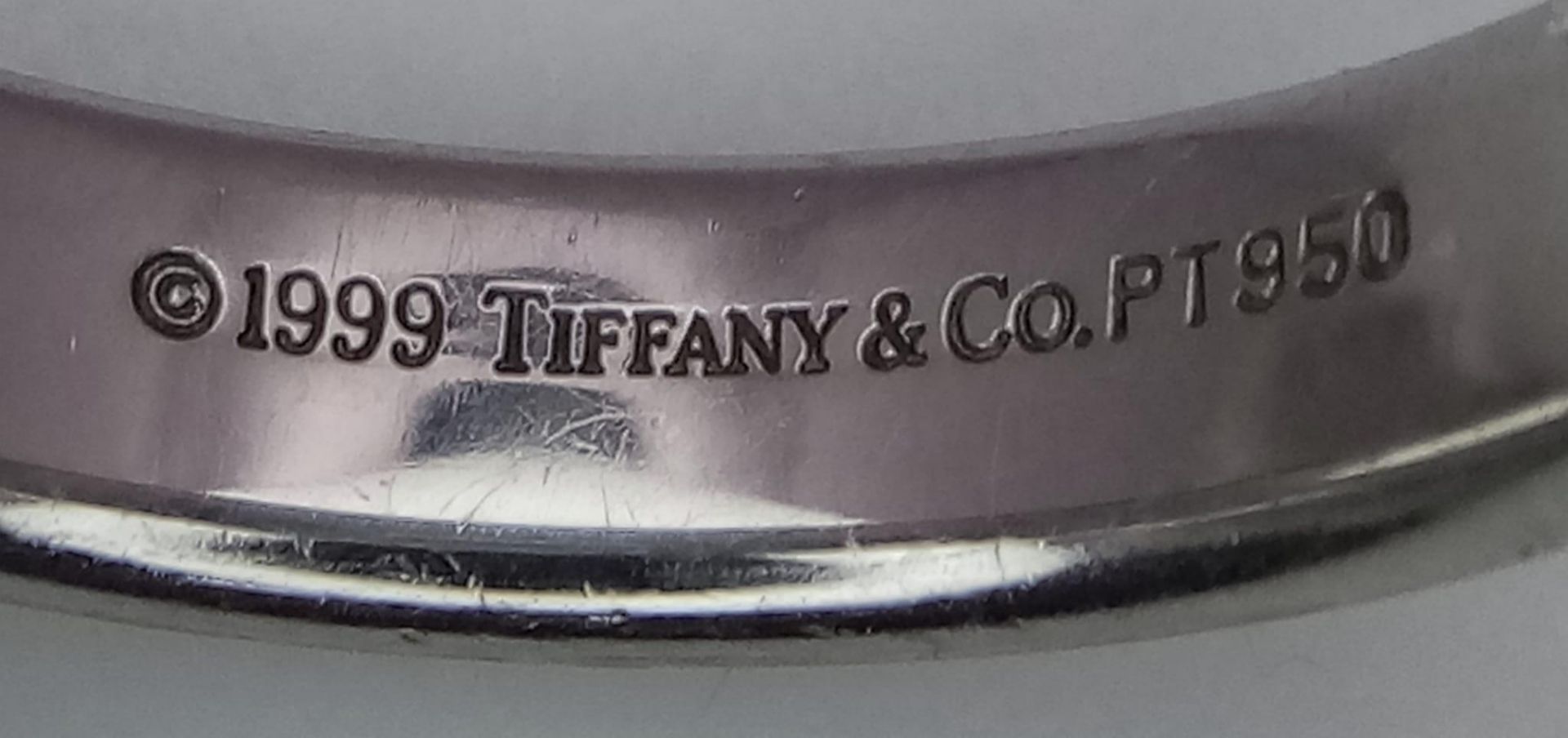 Tiffany and Co Platinum 4mm rounded band ring. 8.2g. Size K. - Image 4 of 4