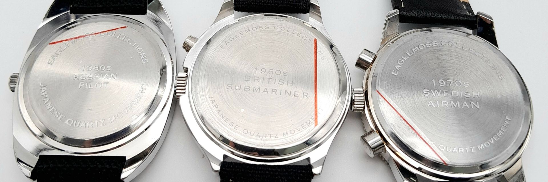 Three Military Designed Watches. Comprising: 1) British Submariners Watch (42mm Case), 2) Swedish - Bild 5 aus 7