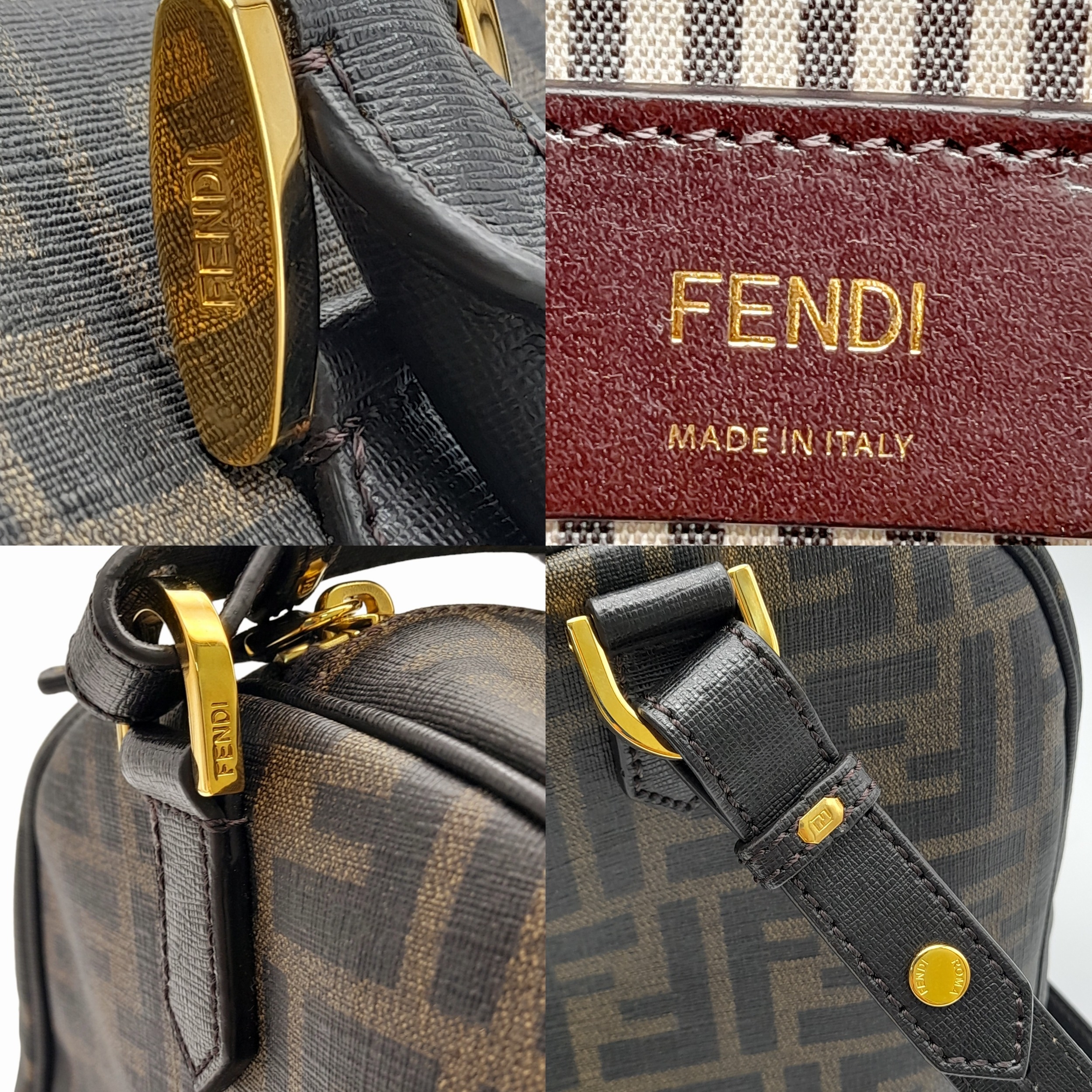 A Fendi Zucca Canvas Boston Bag. Canvas exterior, gold-tone hardware, adjustable strap, zipped top - Image 8 of 9