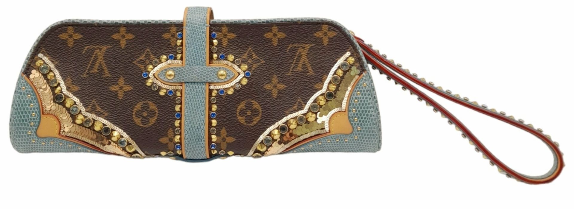 A Louis Vuitton Monogram Les Extraordinaires Clutch Bag. Leather exterior with stone and stud - Bild 13 aus 15