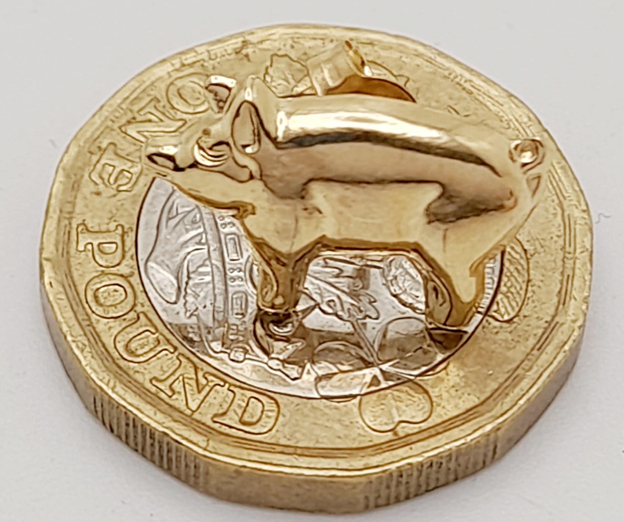 A Pair of 9K Yellow Gold Pig Stud Earrings. 15mm. Ref: 68401N - Image 4 of 4