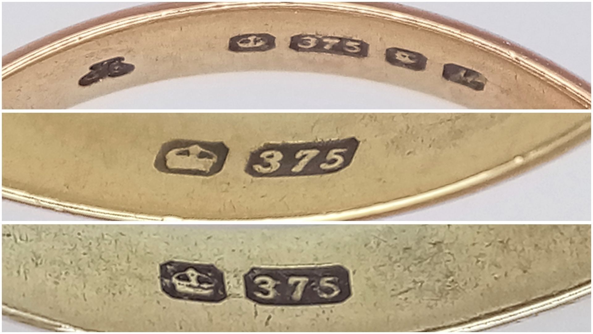 A Vintage 9K Tri-Colour Gold Russian Wedding Ring. Size N. 4g. Full UK hallmarks. - Image 4 of 4