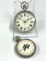 Vintage silver ladies pocket watch & 1 other . Large piece working smaller ticks but stops