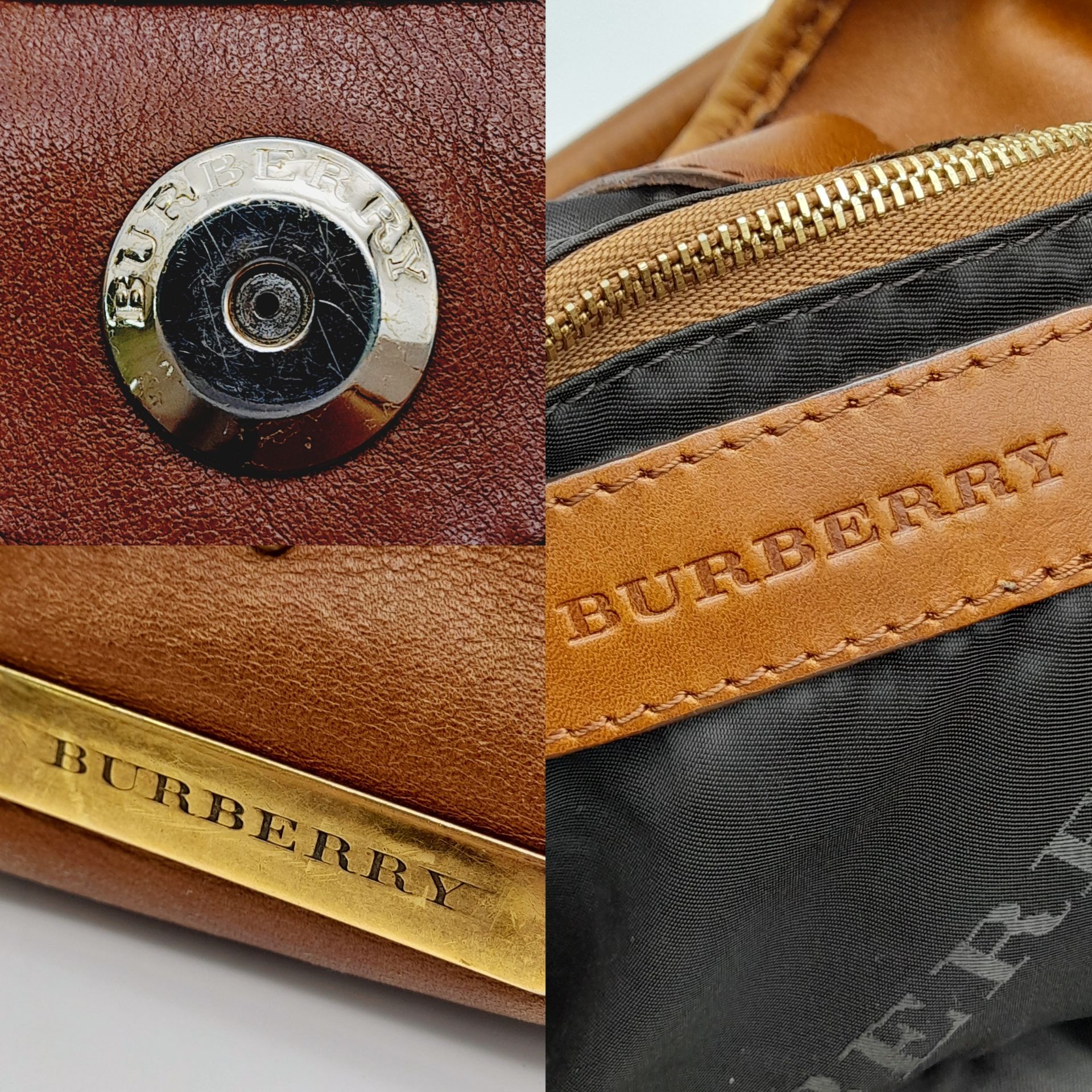 A Burberry Tan Studded Heart Hobo Bag. Leather exterior with stud embellishments, golden-toned - Bild 8 aus 8