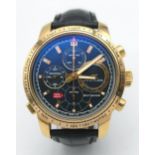 A Limited Edition (195/250) Chopard 18K Gold Mille Miglia Chronograph Gents Watch. Black leather