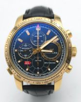 A Limited Edition (195/250) Chopard 18K Gold Mille Miglia Chronograph Gents Watch. Black leather