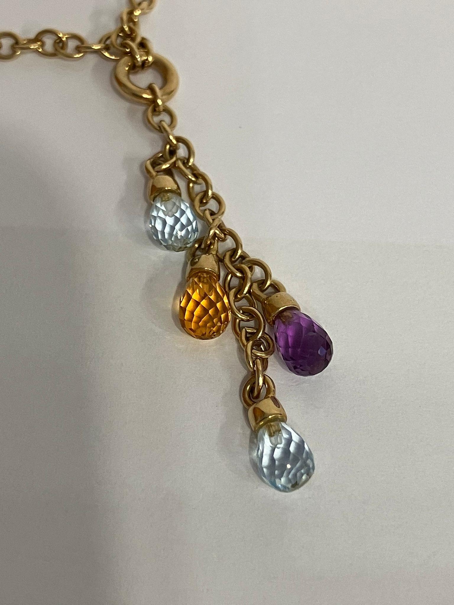 Fabulous 9 carat GOLD CHAIN LINK NECKLACE with gemstone drops. Gemstones to include Amethyst, - Image 2 of 3