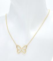 A 18ct Yellow Gold "Browns" Designer Butterfly Necklace, 18” length, 4.7g weight, approx 21mm x 16mm