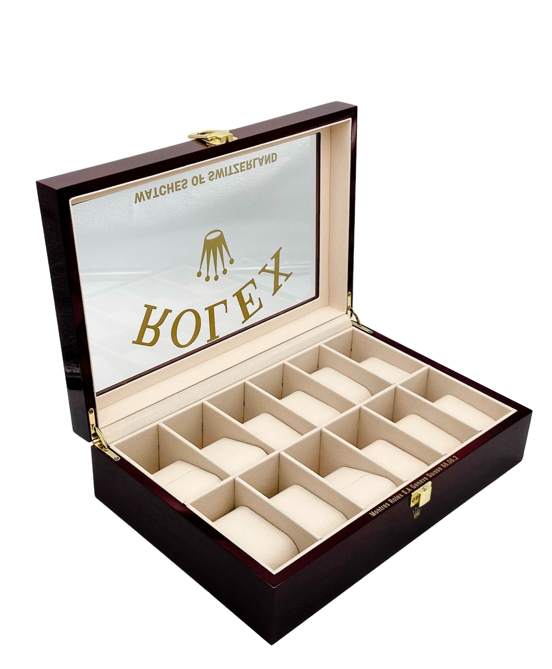An Unused 12 Watch Display Case. Perfect for Rolex watches. 31.5 x 21.5 x 8.5cm. Rich Piano Finish. - Image 3 of 12