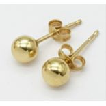 A PAIR OF 9K YELLOW GOLD BALL STUD EARRINGS. 5mm diameter, 0.4g weight. Ref: SC 8021