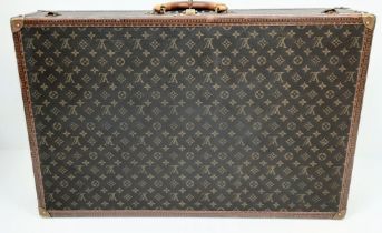 A Vintage Louis Vuitton Bisten 80 Trunk. Famous Monogram Leather With Gold Tone Hardware. Size