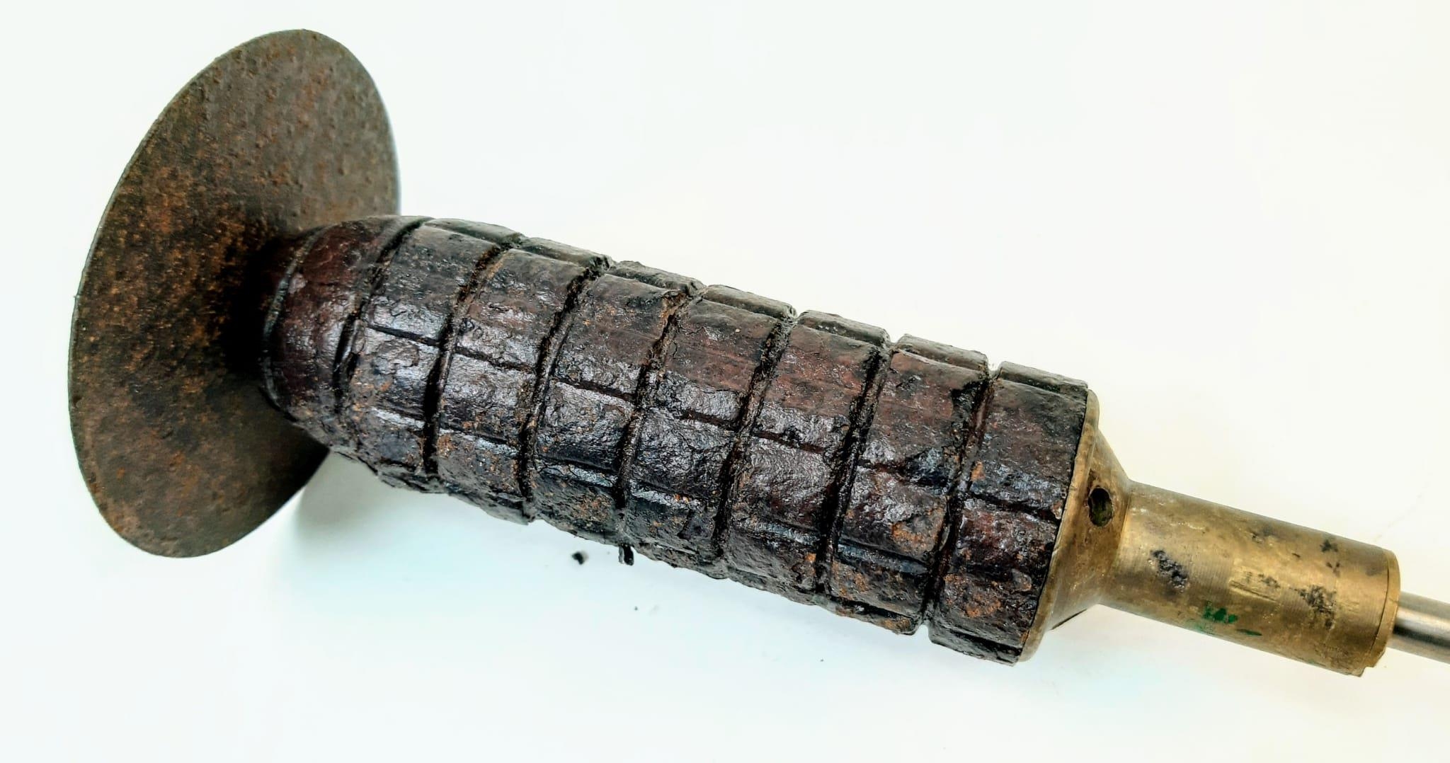 INERT WW1 Imperial German 1915 Model Rifle Fragmentation Grenade with Brass Fuze and Range - Image 4 of 4