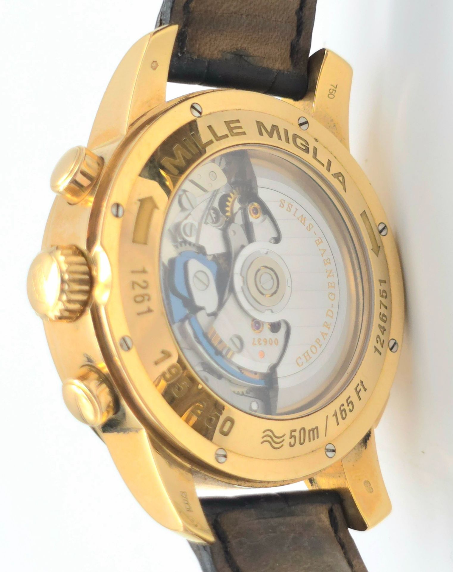A Limited Edition (195/250) Chopard 18K Gold Mille Miglia Chronograph Gents Watch. Black leather - Bild 3 aus 8